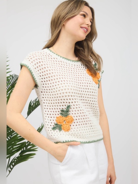 Tops - 92.  CROCHET KNIT SWEATER